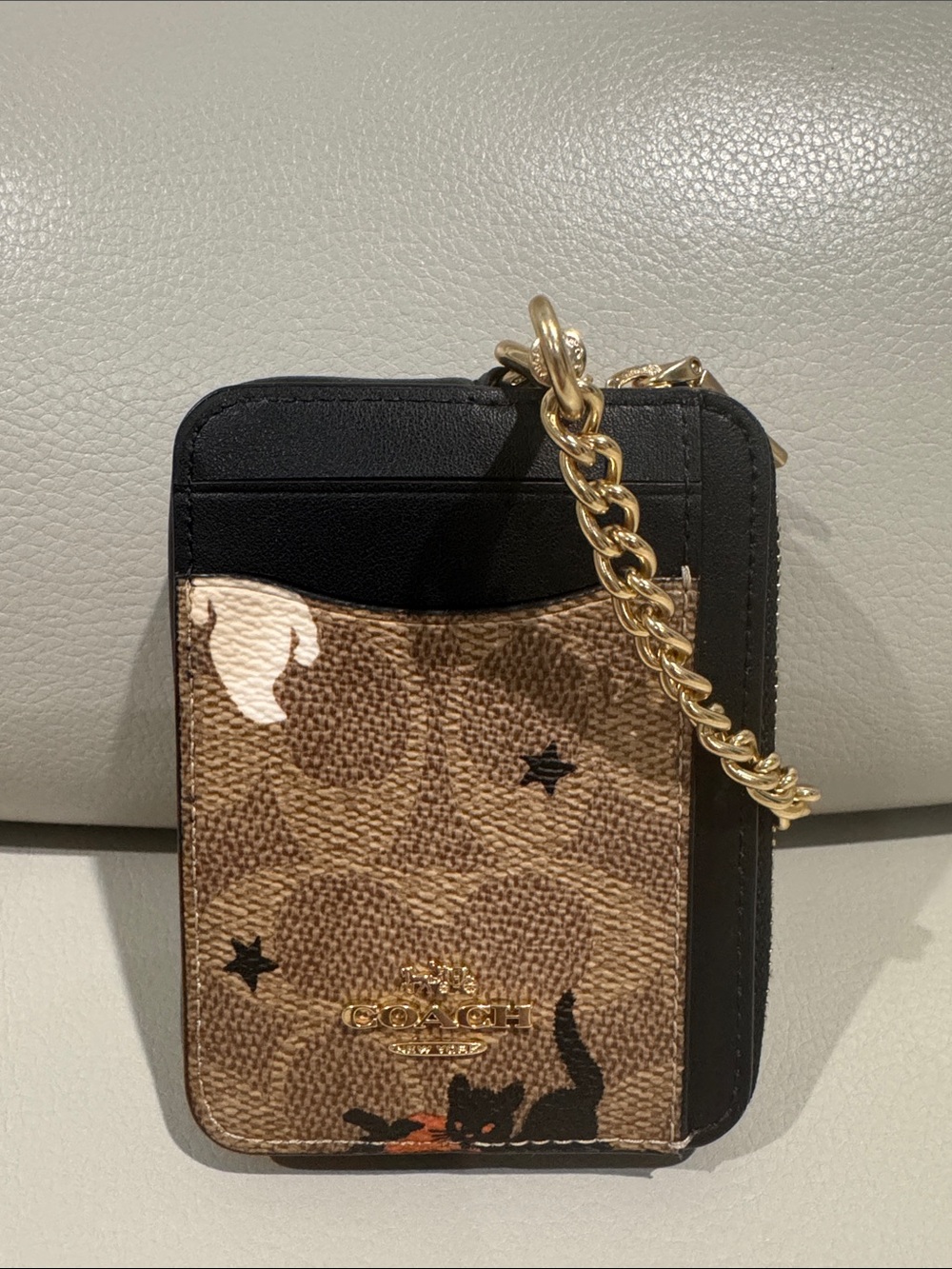 NWT! 🎃👻 🐈‍⬛ Coach Signature Halloween Zip Card Case Wallet